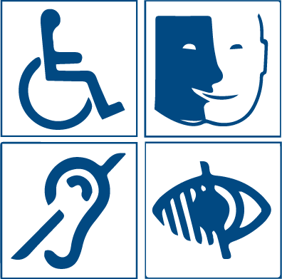 pictogramme illustrant le handicap, le daltonisme, la surdité ou la mal voyance